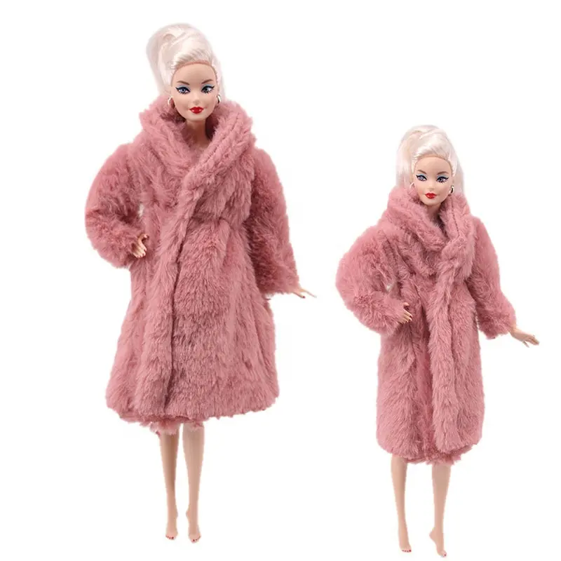 Handmade multicolored mini knitted sweater fur coat doll accessories tops casual dress dressing clothes for barbie doll kids toy