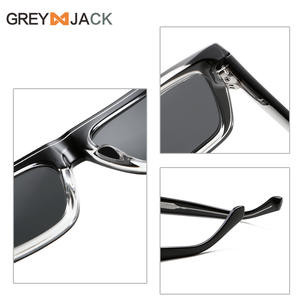 Gafas de Sol para Mujer Grey Jack, Montura Negra de TR Metálico, Lentes Cuadradas Polarizadas UV400, Material TAC PC, K051 - Product Image 1