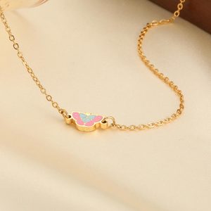 TZ053 Cute Stainless Steel Animal Jewelry <b>Set</b>-Gold Plated Butterfly Necklace <b>Screw</b> Back Stud Earrings Fashion Jewelry <b>Sets</b> - Product Image 4