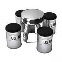 Ensemble de mobilier commercial industriel personnalisé en fer pour restaurants, salons de thé, cafés, salles de sport, salles de billard, tables et chaises en forme de fût d'huile