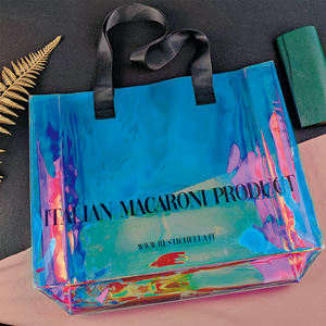 Mode sport holographique PVC plage sac fourre-tout événements cadeau voir à travers irisé sac à main avec poignée - Product Image 6