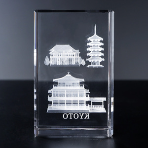 K9 torre cubo di cristallo piccola scultura in vetro di quarzo inciso a Laser famoso edificio Kyoto mascotte fiore intagliato Souvenir turistico