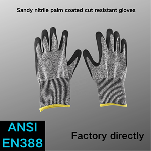 Corte Seguridad Construcción CE Industrial HPPE EN 388 Nivel 5 Guantes de trabajo de nitrilo de seguridad resistentes a cortes recubiertos de nitrilo negro - Product Image 3