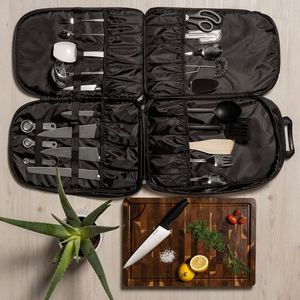 Estuche para cuchillos de chef BSCI (21+ ranuras para cuchillos) con candado, correas estilo mochila y acero de afilar deslizante - Product Image 2