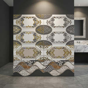 Lujosas baldosas decorativas de cerámica esmaltada dorada y plateada de 30x60cm, de tercera cocción, calidad de exportación para decoración del hogar. - Product Image 6