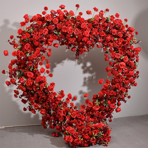 Arco Floral de Seda en Forma de Corazón Rojo Romántico para Propuesta de Matrimonio, Arreglo Floral Artificial, Decoración para Fiesta de San Valentín - Product Image 2