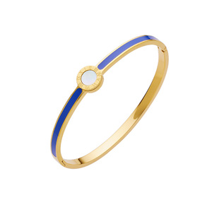 2025 New Luxury Handmade 18K Gold Plated Stainless Steel <b>Bracelet</b> Color Enamel <b>Shell</b> Inlay Fashion Cuff Bangle - Product Image 3