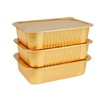 Passe au four épaissir les casseroles en étain grande taille gâteau/récipients à rôtir carré or jetable 3500ml feuille d'aluminium plateau de cuisson des aliments