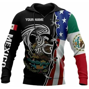 Fitspi individueller Name Mexiko USA Eagle Mexikanischer Hoodie 3d US-Größe bester Preis Sweatshirt Pullover Großhandel
