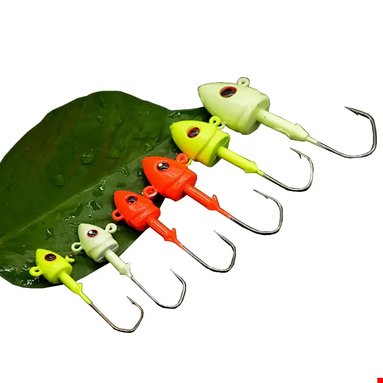 Wholesale7g-45g lead head hook jigging hooks soft worm fishing lure hooks 3D big eyes Lead jig round jig Head