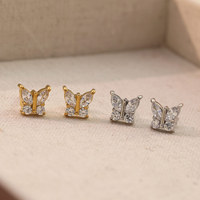 Nouvelles boucles d'oreilles papillon Luxen légères petites boucles d'oreilles papillon en acier inoxydable super fée délicates