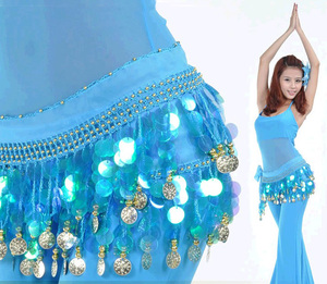Pañuelo de cadera para danza del vientre con 128 monedas doradas, falda de lentejuelas con borlas para <span class=keywords><strong>mujer</strong></span>, <span class=keywords><strong>disfraz</strong></span> gitano de danza del vientre - Product Image 3