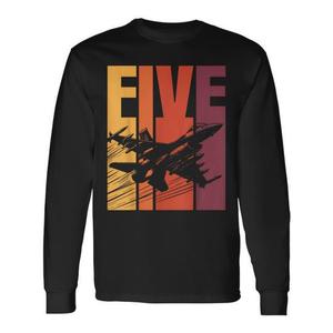 Camiseta de manga larga retro con diseño de avión de combate militar para niños de 5 años, regalo de cumpleaños - Product Image 1