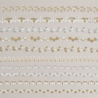 Dentelle soluble à l'eau en fil d'or, garnitures en dentelle de polyester brodées sur mesure avec logo pour la décoration de robes Lolita