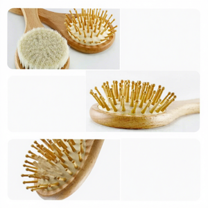 Ensemble de bain pour bébé avec logo personnalisé, masseur de cuir chevelu pour nouveau-né, kit de soin des cheveux, brosse à poils doux, peigne en bois de hêtre pour bébé - Product Image 3