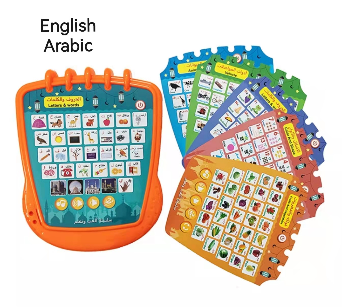 Обучающая машина для цифр и слов на арабском и английском языках с картами, Детская интерактивная обучающая игрушка для чтения точек