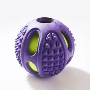 PAKEWAY Durable Plastic Dog Bite Toy with Tennis inside Large