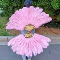 Éventail de luxe en plumes d'autruche, fait main, moelleux et grand, pour la danse du ventre, les spectacles, les concerts, les accessoires de mariage, marque florale