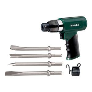 Ensemble de marteaux perforateurs pneumatiques Metabo 604115500 avec burins et ressort pour travaux sur métal et béton - Product Image 1