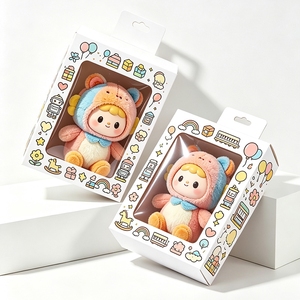 Boîte d'emballage en papier pour ours en peluche recyclable avec fenêtre transparente en PVC, boîtes cadeaux pour l'emballage - Product Image 1