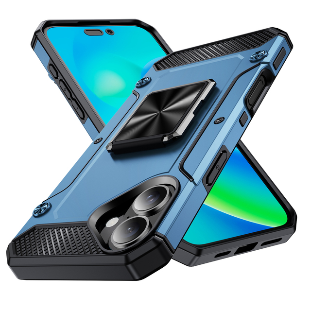 Factory Wholesale for 8 Multi-color TPU+PC Armor Design 2-in-1 Shockproof Phone Case with Holder Dirt & Scratch Resistant