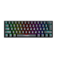Clavier mécanique T-WOLF T61 61% 61 touches, interrupteurs bleus, mini USB 1.0, filaire, gaming, design tendance, rétroéclairage RGB, plug and play