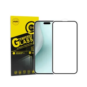 Protector de pantalla HD de cobertura completa Protector de pantalla de vidrio templado Antiestático de 0,33mm para iPhone 15 Pro para iPhone 16