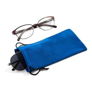 Custom logo Microfiber fabric sunglasses drawstring bag mini glasses pouch