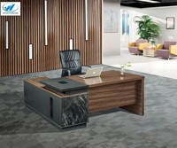 Scrivania Direzionale Moderna in Legno a Forma di L, Arredamento per Ufficio di Lusso, Tavolo da Ufficio per Manager