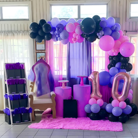 Kit d'arche de guirlande de ballons en latex rose, violet et noir de 10 pouces, thème sorcière, pour anniversaire, baby shower, remise de diplôme, Pâques, décorations de fête