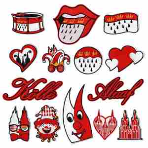 Patch brodé thermocollant pour chapeau de clown rouge, motif lèvres rouges - Product Image 1