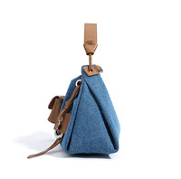 Sac à main fourre-tout de luxe en cuir véritable et denim pour femme, sac à bandoulière vintage en cuir de vachette pleine fleur pour dames, vente en gros