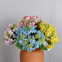 Bouquet d'hortensias artificiels en soie avec feuilles vertes pour la décoration florale de la maison, du vase ou de la table de mariage