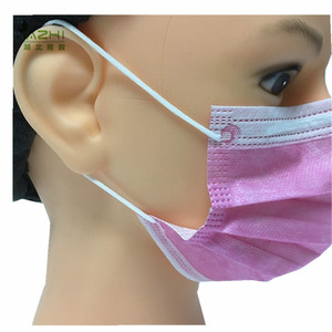 Одноразовая Нетканая маска для лица розового цвета с ушной петлей BFE>99 хирургическая маска для лица hubeiyazhi нетканый продукт - Product Image 3