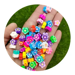 Perles 3D en argile polymère pour bricolage, 6mm-12mm, motifs de fleurs artisanales, fournitures pour la fabrication de bijoux