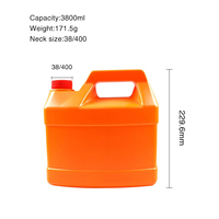 Bouteille en plastique HDPE 3800 ml à poignée, prix usine, pour détergent, produits chimiques, bouteille industrielle