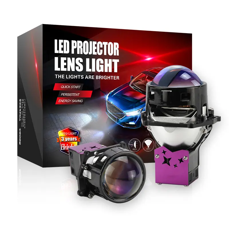 Bi LED lentille de projecteur 3.0 '', pour voiture, avec yeux d'ange, faisceau haut et bas, 90W, 10000 Lumen