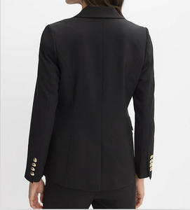 Blazer noir cintré pour femme à un bouton – Veste ajustée à revers crantés pour le bureau et les occasions formelles - Product Image 3