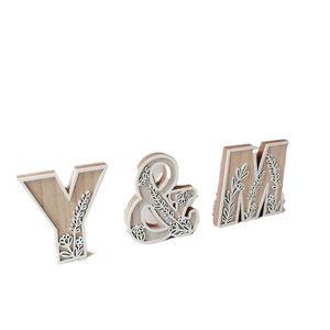 Decoraciones de letras de madera para el hogar, 4 piezas, diseño floral, estilo rústico, para decoración de pared de boda en el hogar - Product Image 5