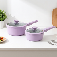 Casserole en aluminium moulé violet OEM avec revêtement céramique antiadhésif, poignée amovible, petite marmite de cuisson, compatible four