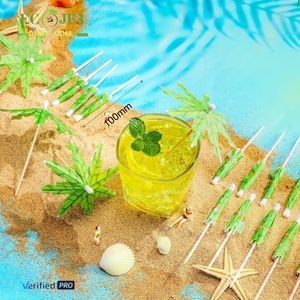 Piques à cocktail biodégradables en <span class=keywords><strong>bois</strong></span>, <span class=keywords><strong>parasol</strong></span> en papier en forme de <span class=keywords><strong>palmier</strong></span> pour la décoration de boissons tropicales, bar, fête - Product Image 2