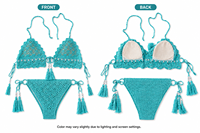 Essentiels de plage pour l'été : Ensemble de maillots de bain en crochet pour femmes avec sac de plage assorti 2 pièces