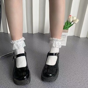 Calcetines de Encaje Blanco Estilo Princesa, Medias Transpirables que Absorben el Sudor para Mujeres y Jóvenes, Color Sólido con Lazo, Estilo Japonés - Product Image 2