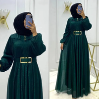 Robe Turque en Chiffon Verte 2023, Dernières Créations, Longue Abaya Musulmane, Kaftan pour Femmes, Dubaï, Vêtements Islamiques et Ethniques