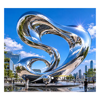 Sculpture de lotus en acier inoxydable poli miroir, grande statue florale en métal pour parc, piscine, fontaine d'eau, sculpture de lys personnalisée