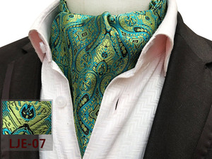 Stripe Checkered Jacquard Silk Cravat Ascot Tie for Men Wedding Party Cravat Scarf - Product Image 4