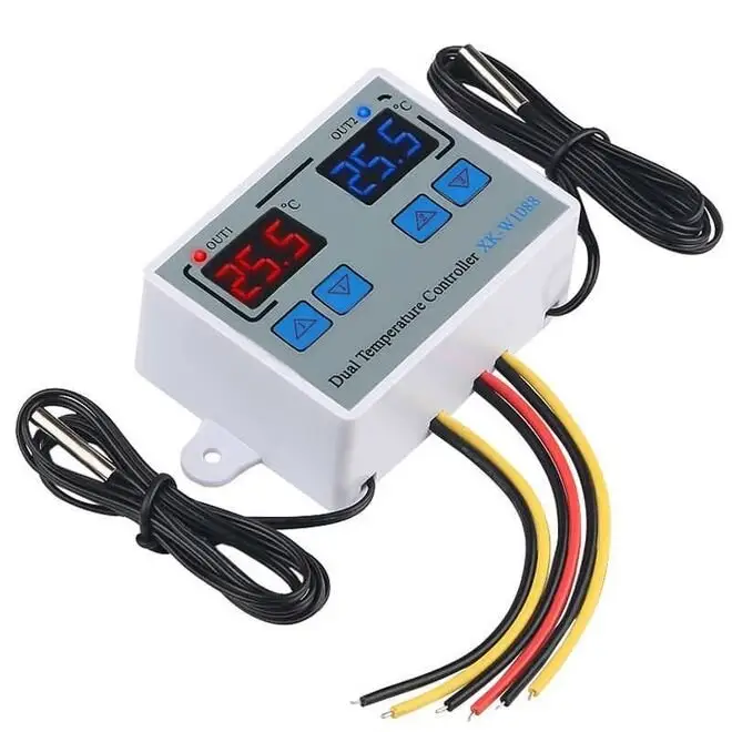 XK-W1088 DC12/24V/AC110-220V 120W/240W/1500W Dual Digital Temperature Controller