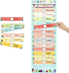 Tabla de Horarios Escolar Reutilizable con 13+1 Bolsillos y 2 Colgadores, Tabla de Horarios Diarios para Oficina y Material Escolar - Product Image 4