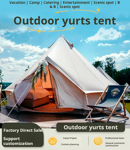 Tenda Yurta di <span class=keywords><strong>lusso</strong></span> all'aperto singola singola doppia tela impermeabile per Homestay campeggio scenico fattoria campana tenda 3m 4m - Product Image 3