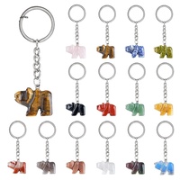 Porte-clés Ours Polaire Sculpté en 3D en Agate Naturelle, Accessoire Créatif pour Sac, Pendentif Ours